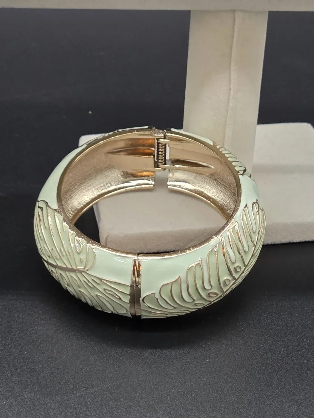 Sequin Mint Green Enamel Butterfly Bangle Bracelet